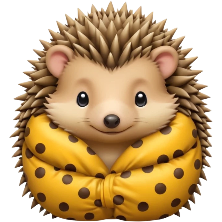 hedgehog in yellow pajama curled up emoji