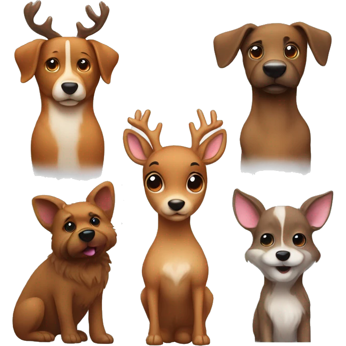 Cute rudi the deer next a cute furry brown dog emoji