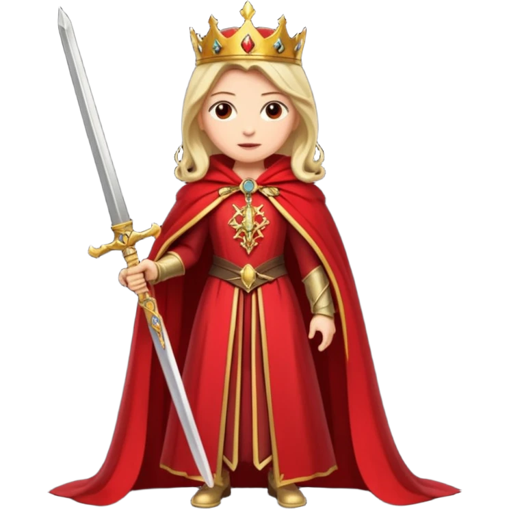queen in a full-length red cloak holding a sword emoji