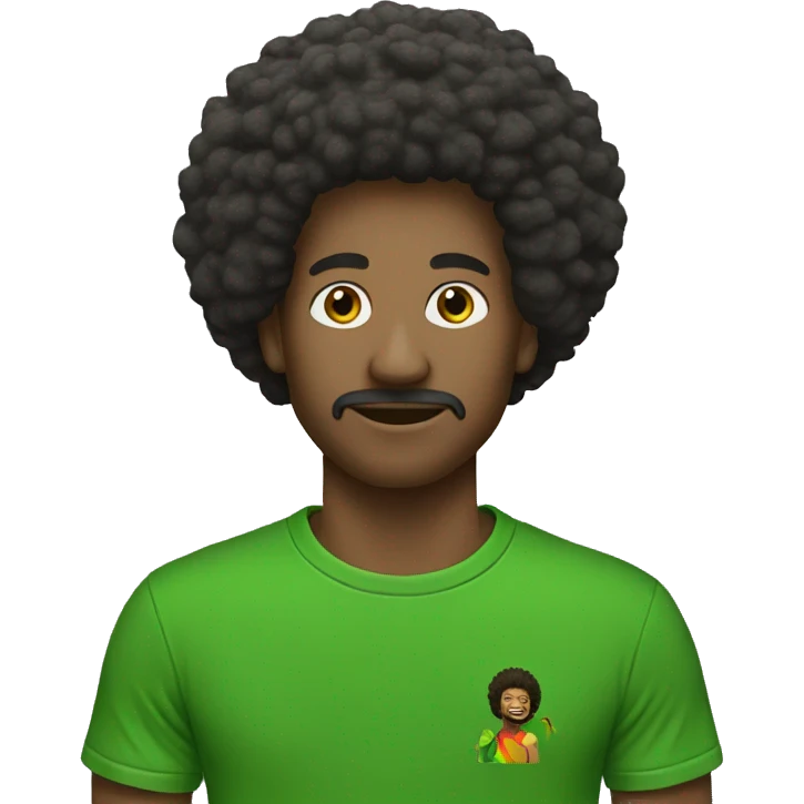 Afro men with rasta hair green t-shirt  emoji