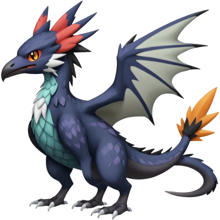 Spooky Nargacuga-Trico-Noibat-Noivern-Silvally-Pokémon-Fakémon-fusion (full body) emoji