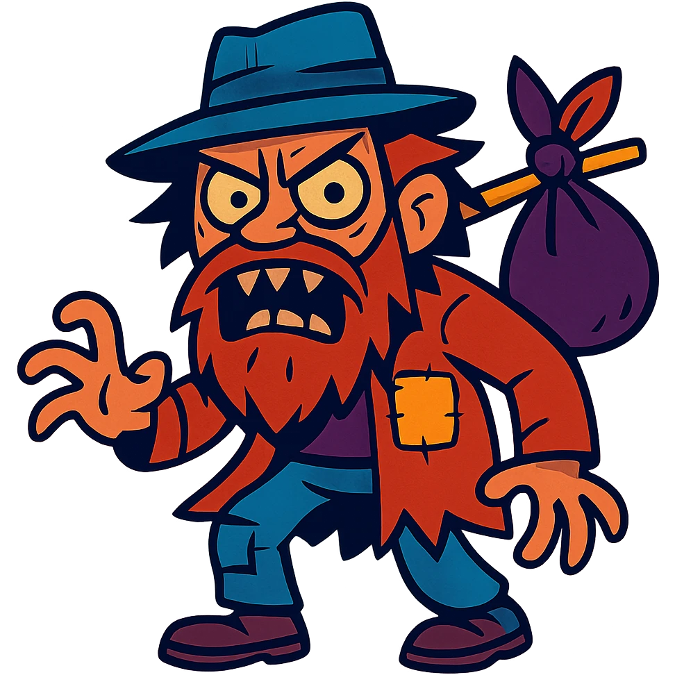 scary hobo, vibrant toon style emoji