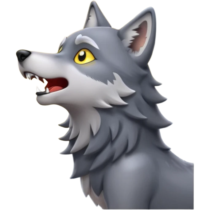 emoji of a howling wolf facing the moon, with its head tilted upward, simple cartoon style 🐺🌕 emoji