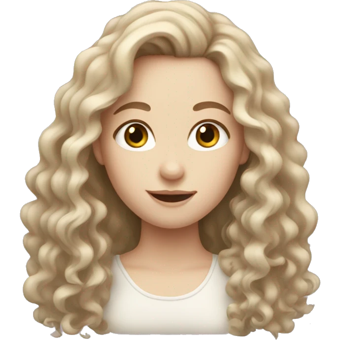 Girl with pale skin and long brown curly hair  emoji