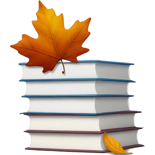 stack of letters and autumn leaf emoji