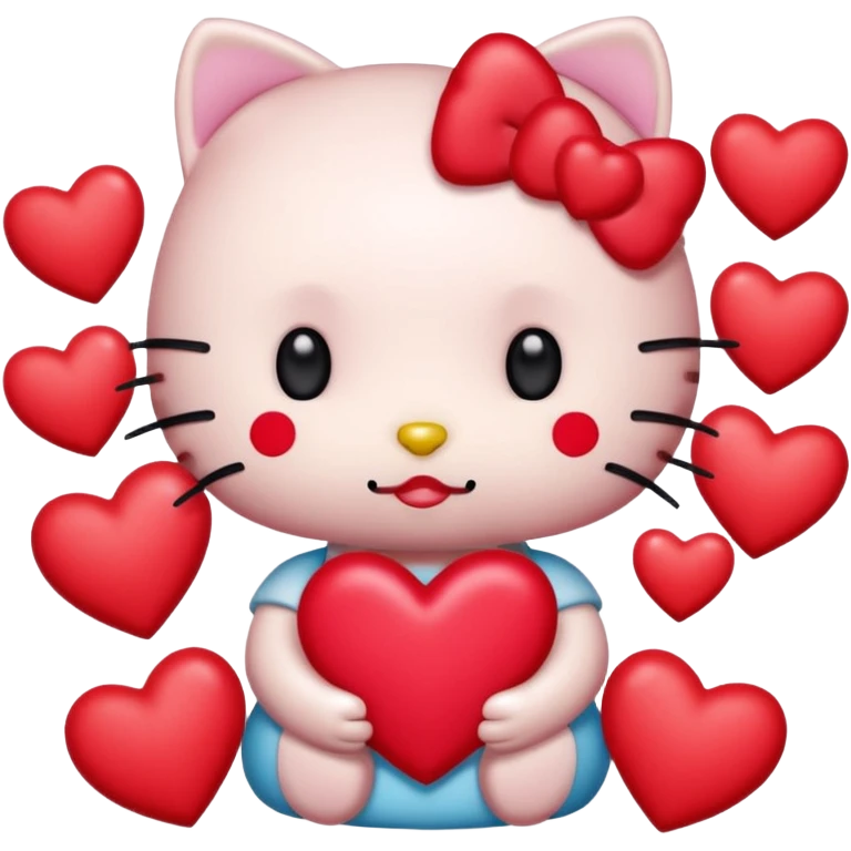 Hello kitty enamorada con muchos corazónes emoji