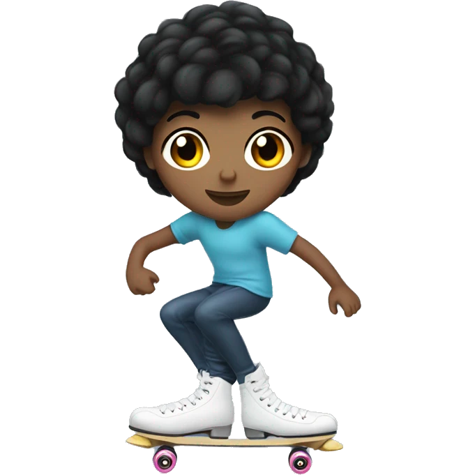 short black hair white person roller skating emoji