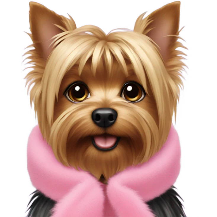 Yorkshire terrier in a pink fur coat emoji