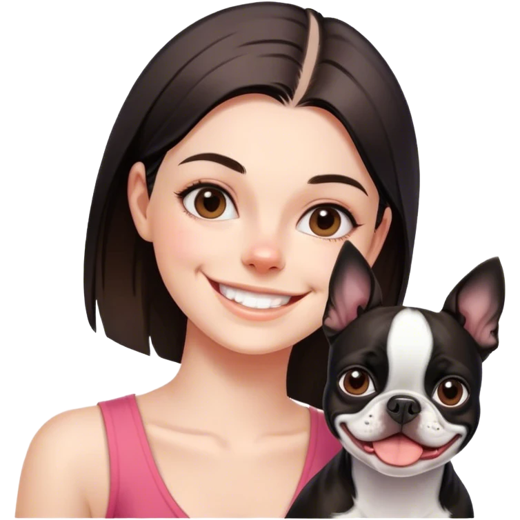 Boston Terrier smile girl  emoji