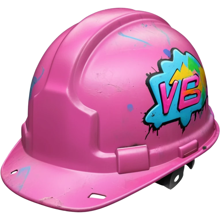 pink hard hat with graffity emoji