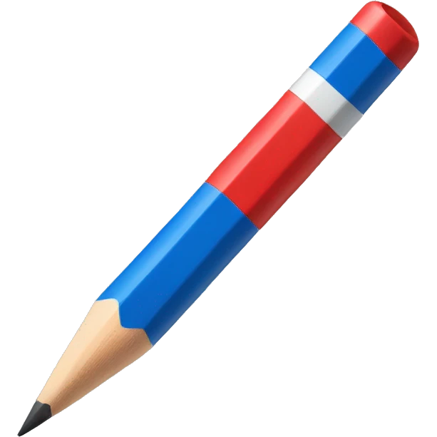 bicolor pencil, red and blue emoji