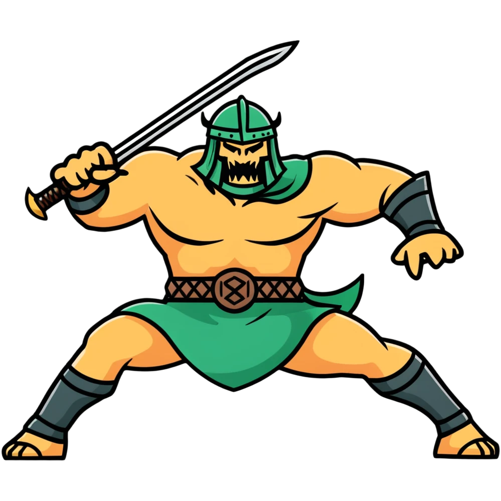 Beowulf heroic warrior fighting monster emoji