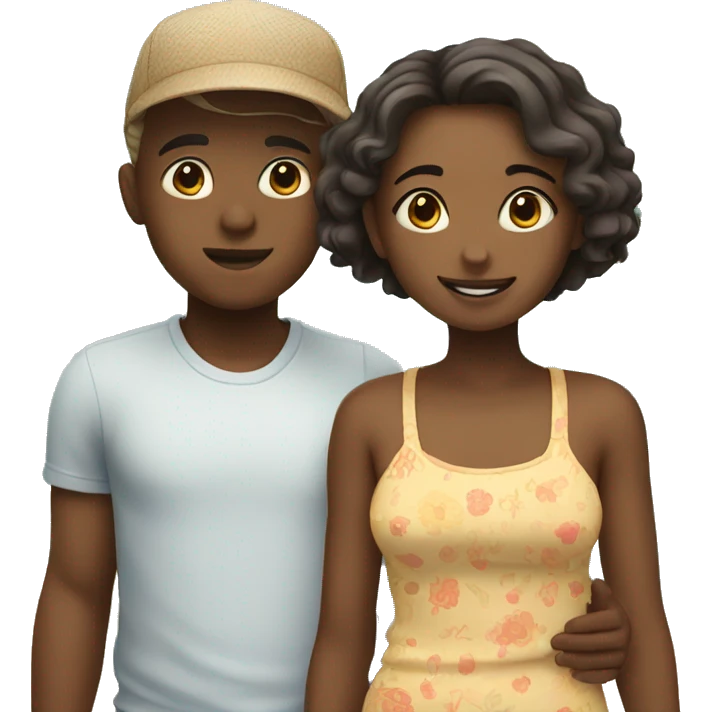 girl and boy in summer emoji