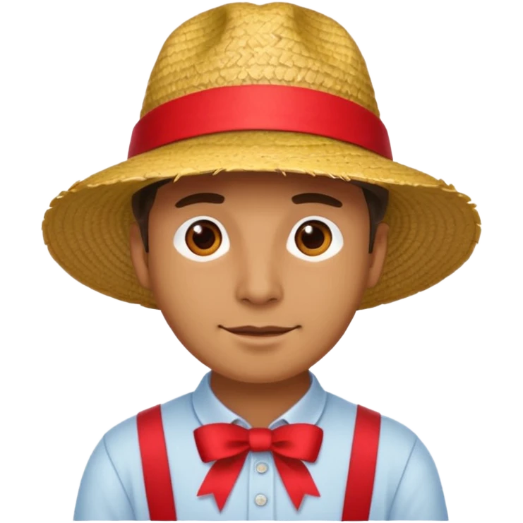 Chapeau de paille avec ruban rouge homme emoji