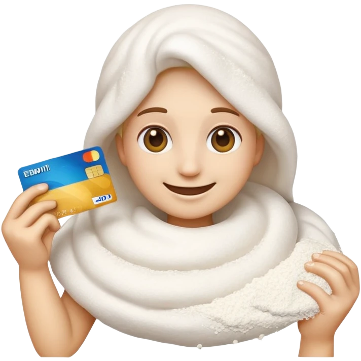 Happy emoji with credit card in hand and a pile of flour emoji