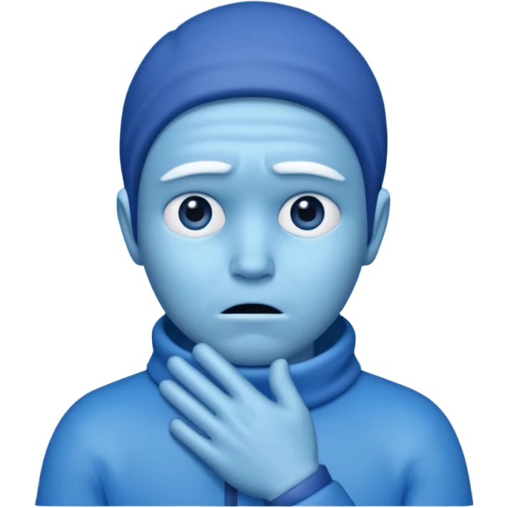 Uma pessoa azul de frio congelando emoji