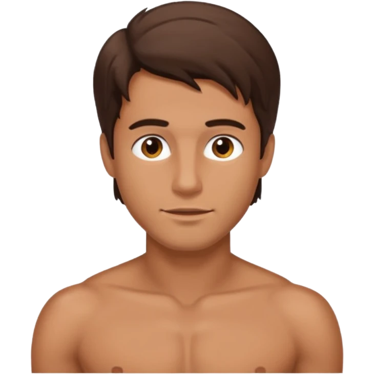 Brunet bez koszulki emoji