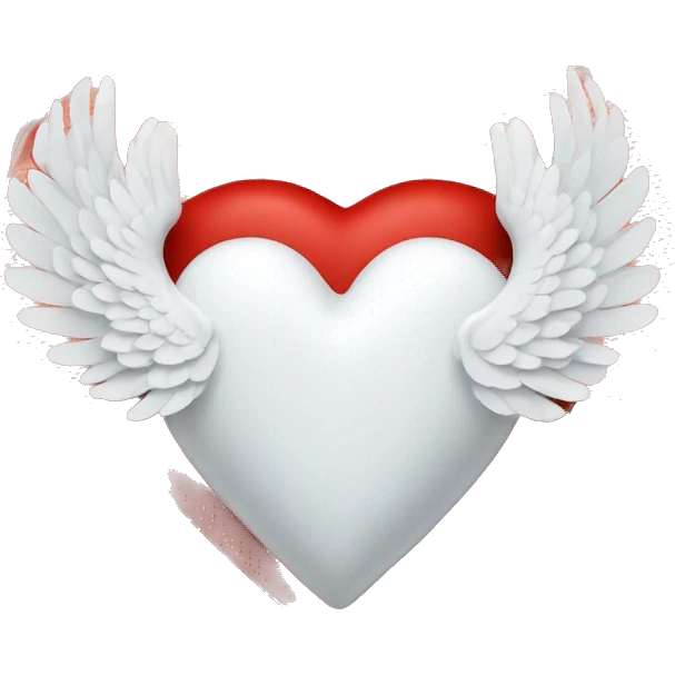 White heart with red wings around it  emoji