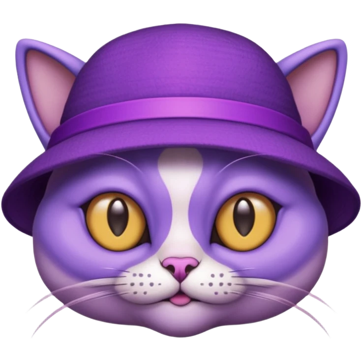 purple alien cat with no fur, and spectacles and hat emoji