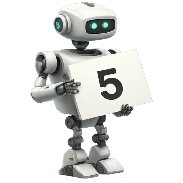  ROBOT HOLDING A SIGN WRITTEN NUMBER FIVE emoji