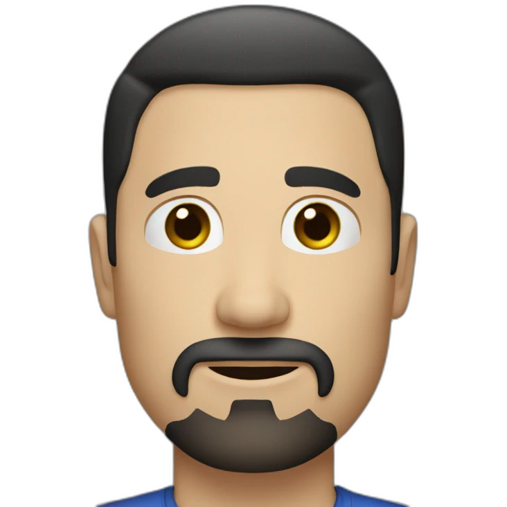 white man with short black hair and goatee emoji