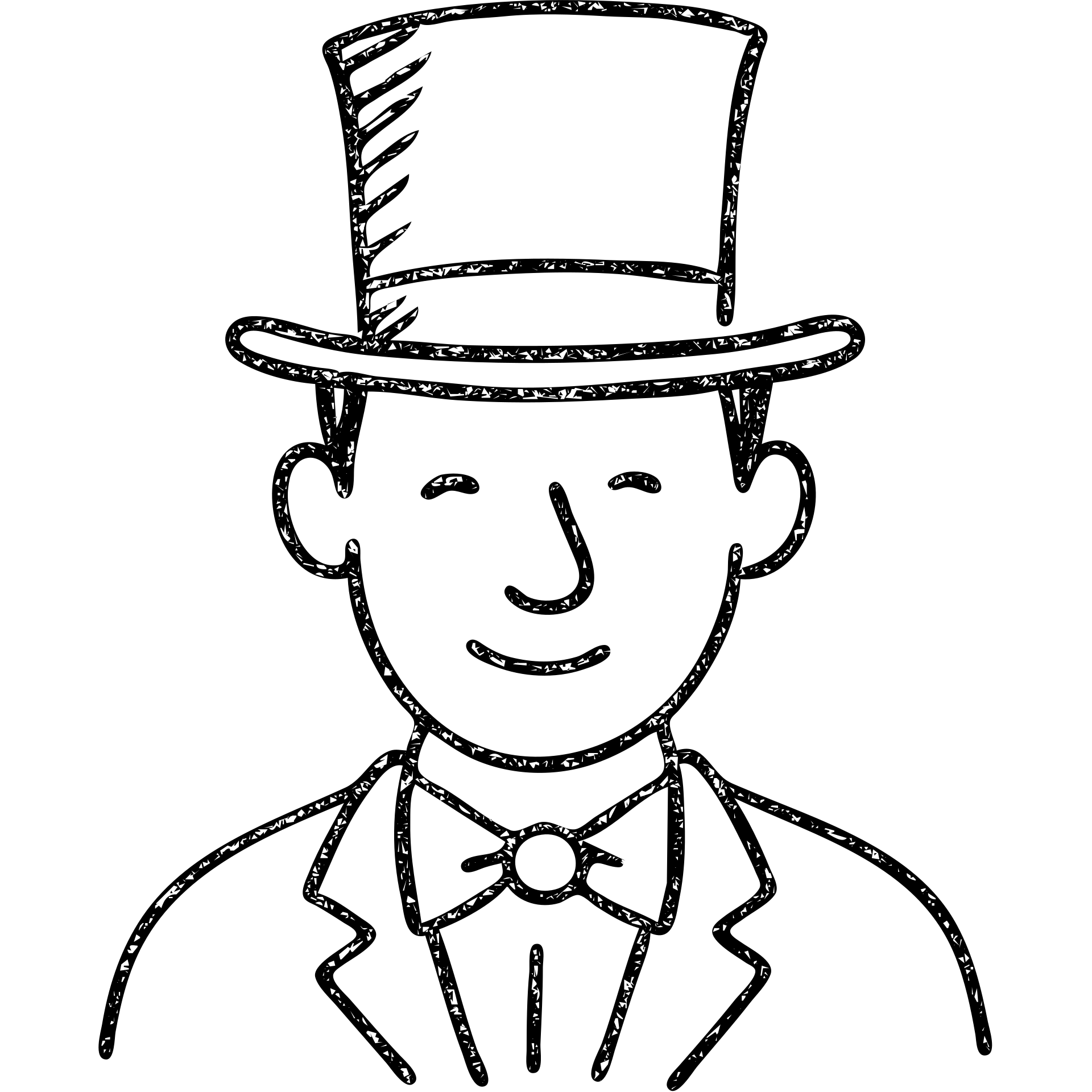 man in a top hat, hand drawn outlined icon emoji