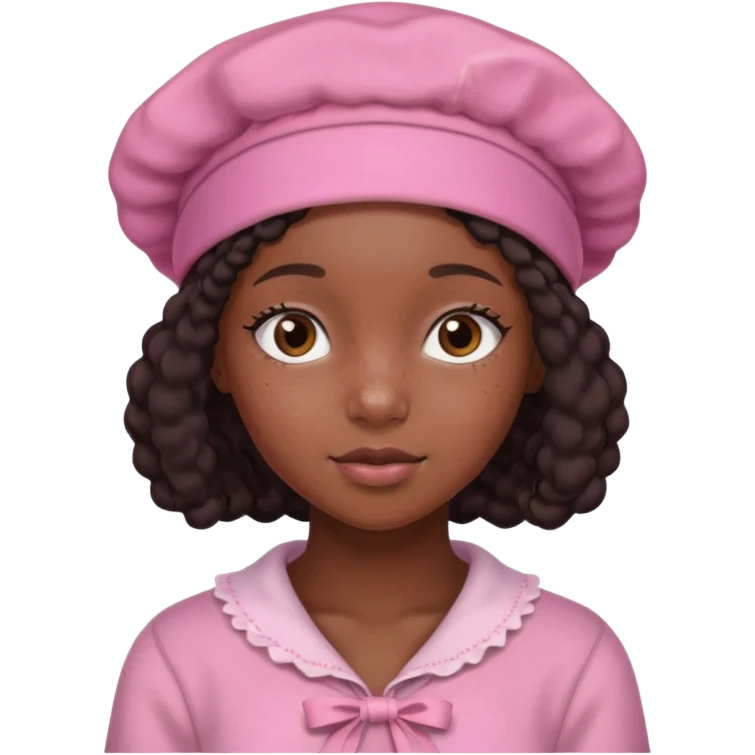 Black girl with pink bonnet teen emoji