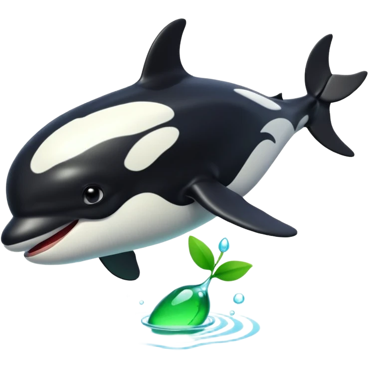 3d Cartoon orca with a green tick next to it emoji
