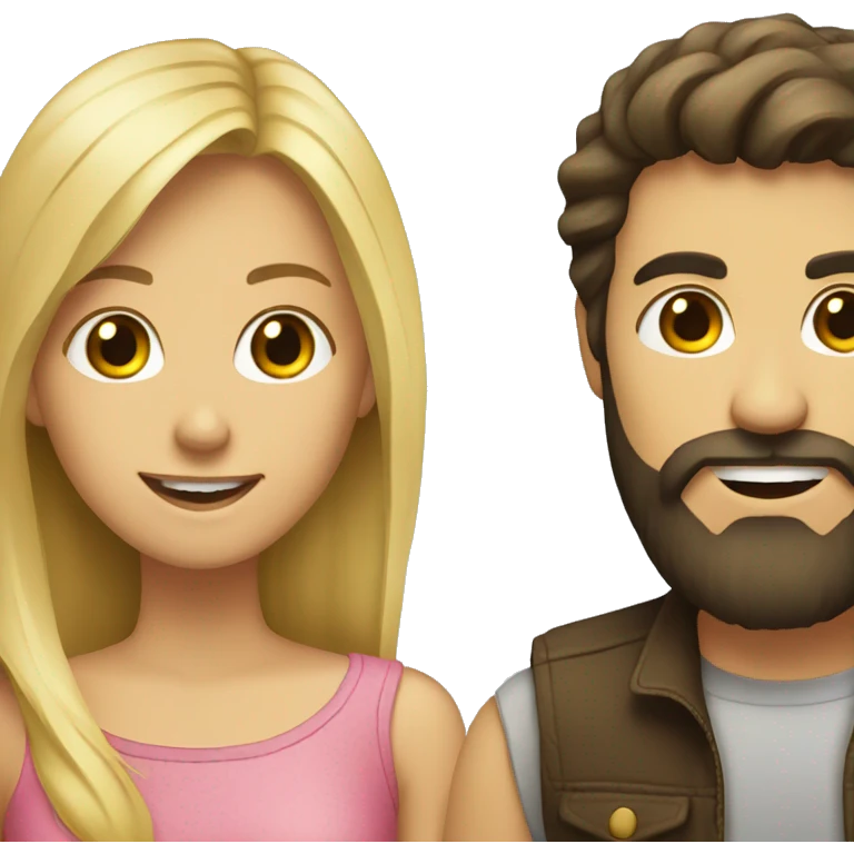 a blonde girl and a brunette bearded guy emoji