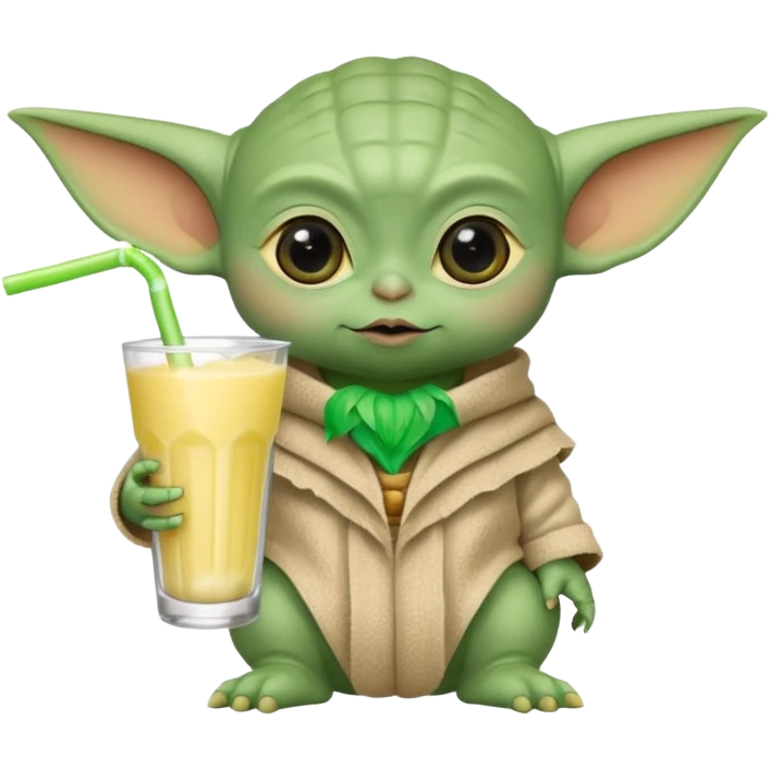 Baby yoda with pona colanda with a straw emoji