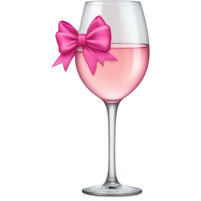 Rose wine glass with pink bow emoji