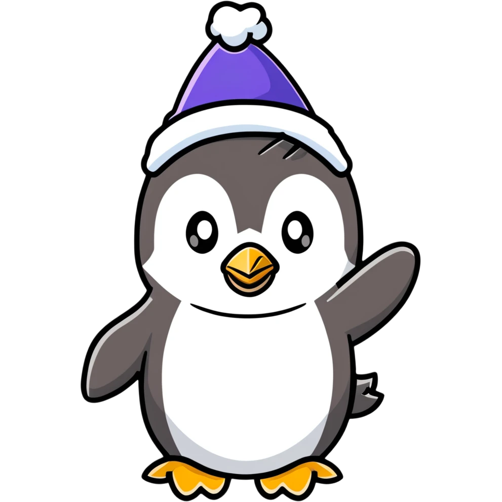 penguin wizard with sparkles and a pointy hat emoji