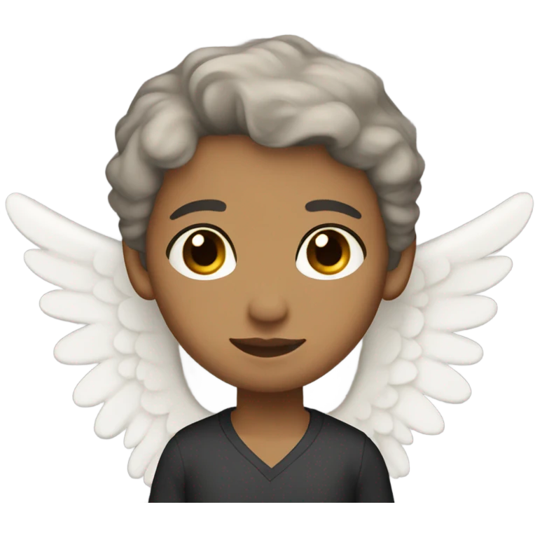 Angel, black hair and brown eyes, light skin emoji