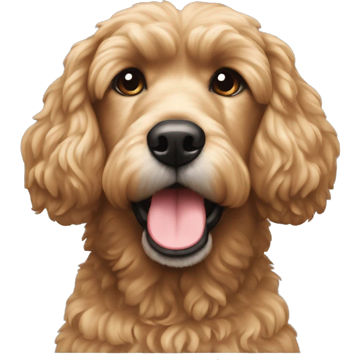 Chien au poil frisé brun caniche emoji