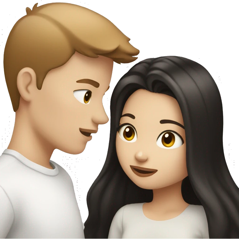 White boy(brown hair) kissing white girl(black hair) emoji