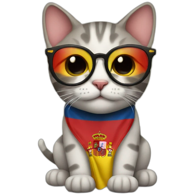 Cat with Spanish flag and glasses emoji