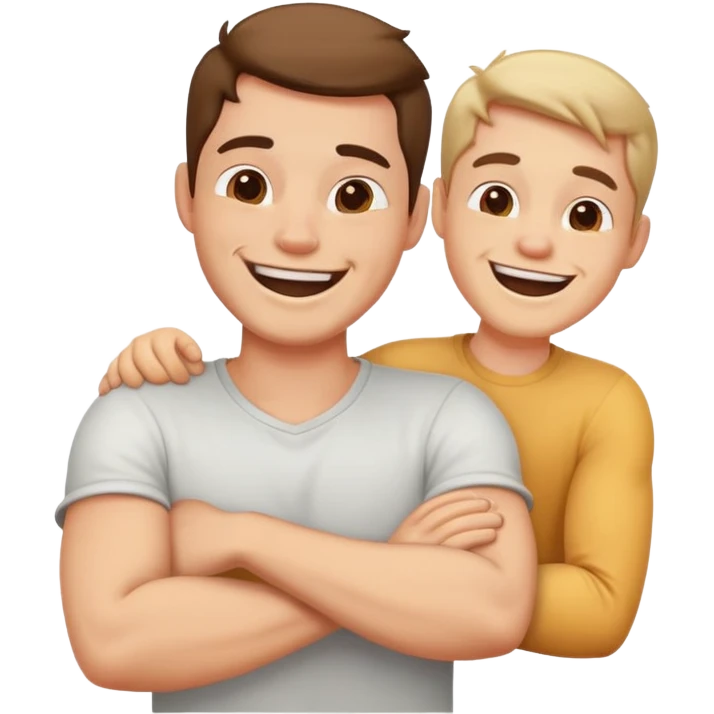 Arms crossed holding neck laughing guy emoji