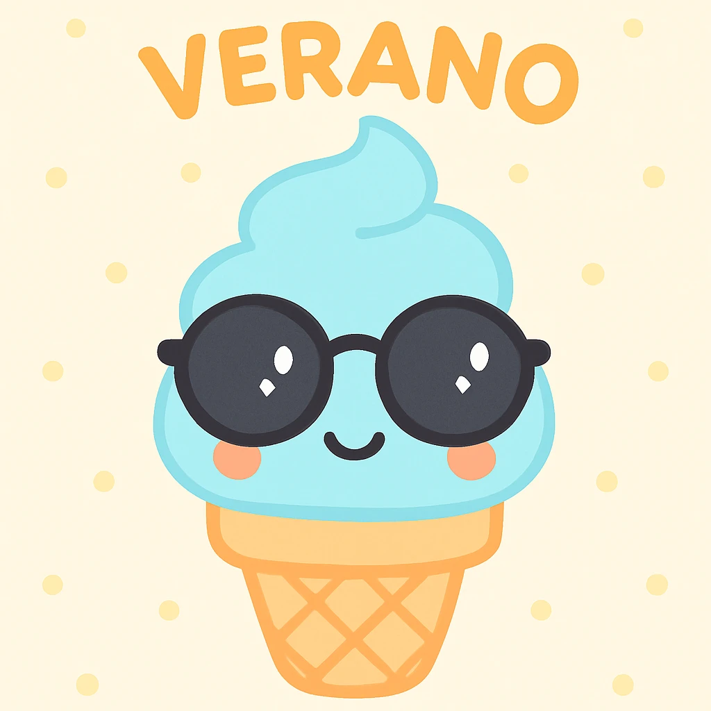 verano, summer, ice cream, sunglasses, playful, kawaii style emoji