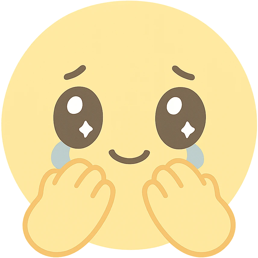 yellow smiley face crying, hands covering face emoji