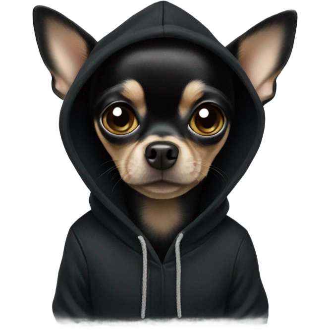 Black chihuahua in a black assc hoodie  emoji