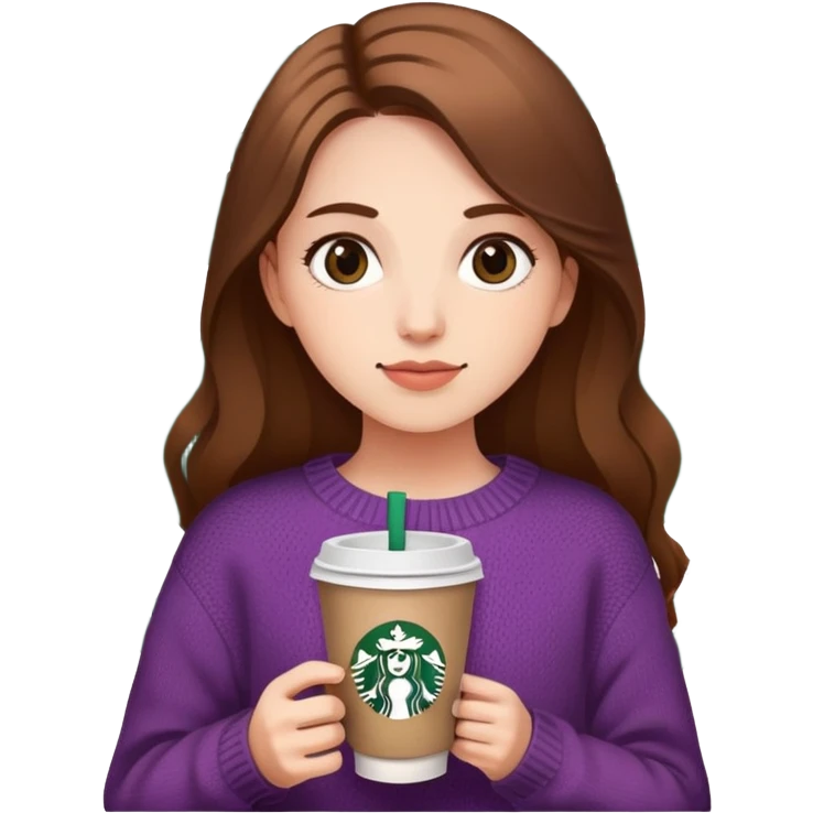 Girl holding Starbucks coffee emoji