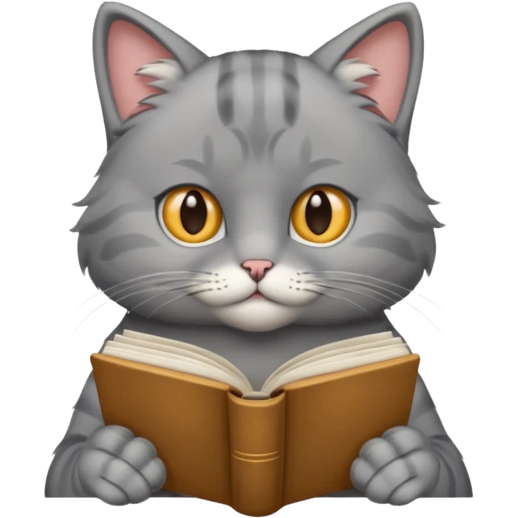 Gray cat reading emoji