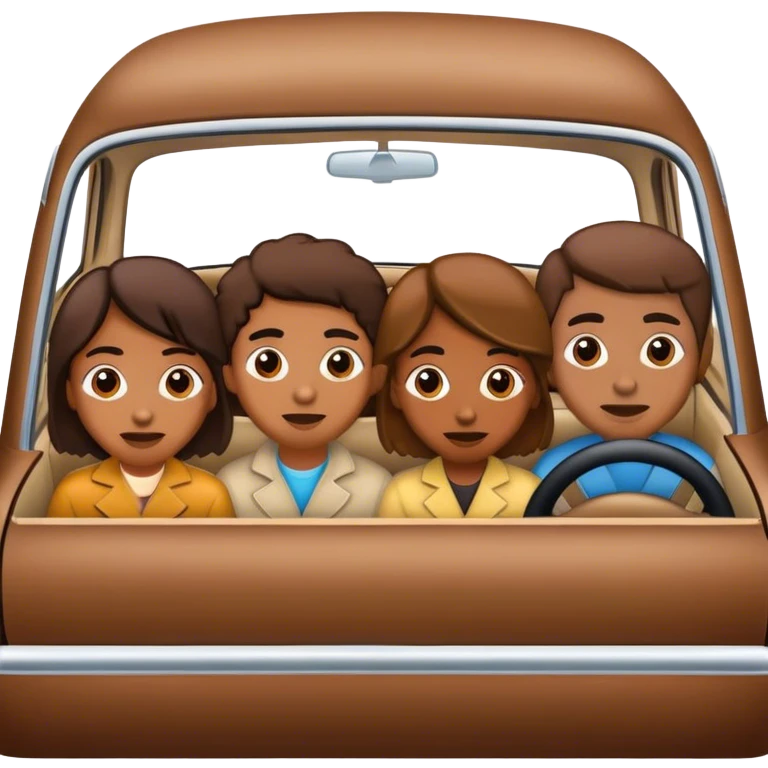 Four brown people  in a car  emoji