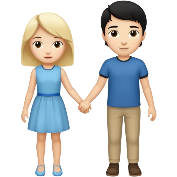 blonde girl with black haired boy holding hands emoji