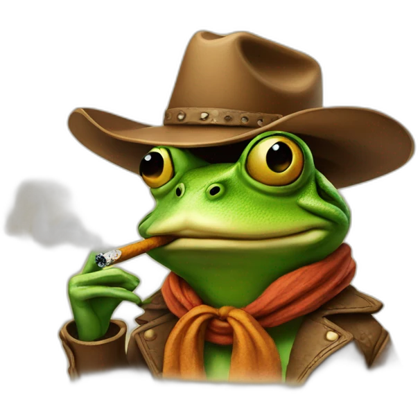 Cowboy frog smoking a cigarette emoji
