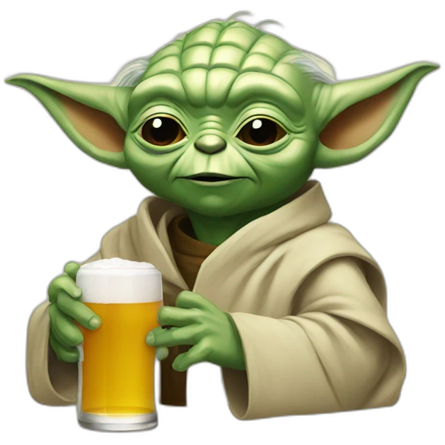 Yoda drinking a beer emoji