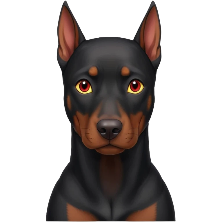 big red eyed black doberman emoji