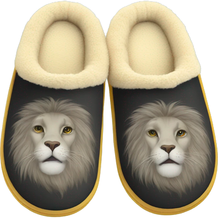 Fluffy house slippers with leo pattern emoji