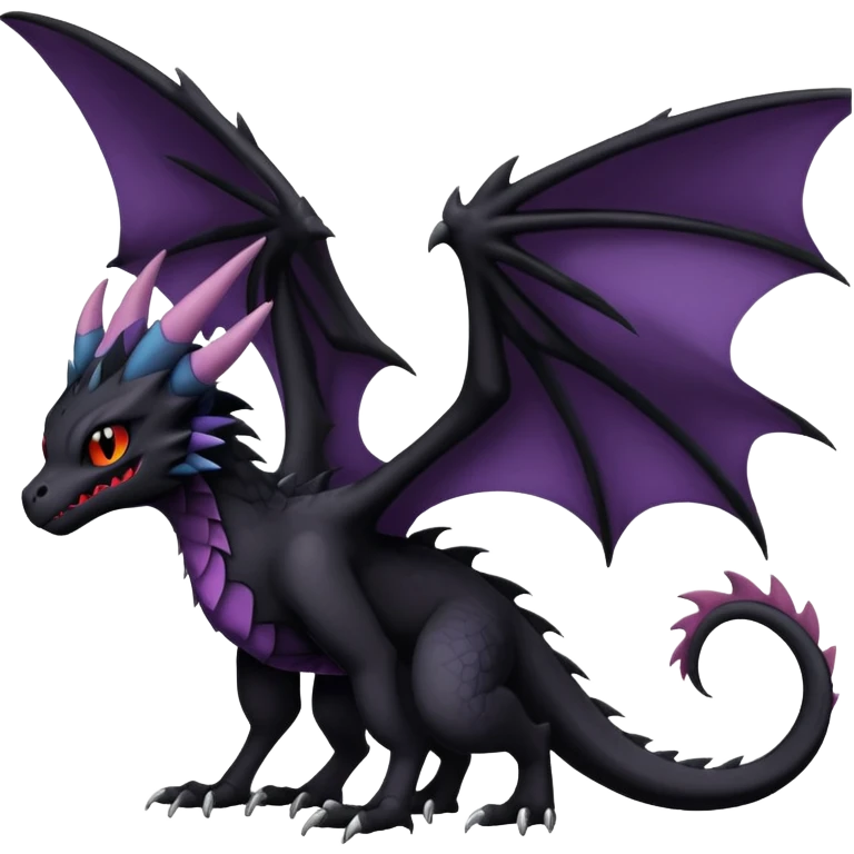 Gothic Badass Edgy Dark Mysterious Mystical Dragon-Beast-Trico-Noivern-Noibat-Fursona emoji