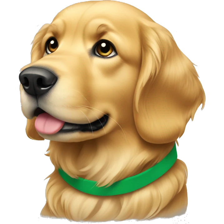 Golden retriever with green thin collar  emoji
